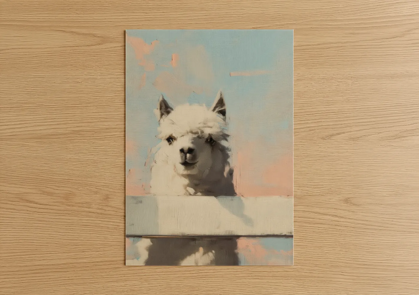 White Llama Portrait Peaceful Gaze Wall Art