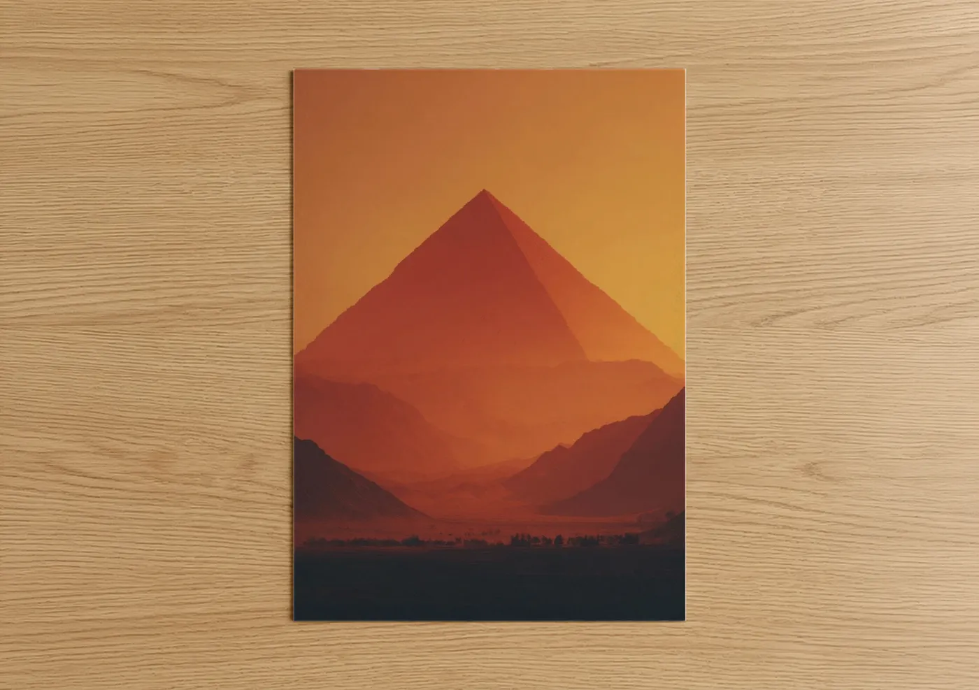 Crimson Pyramid Sunset Sacred Architecture Wall Art