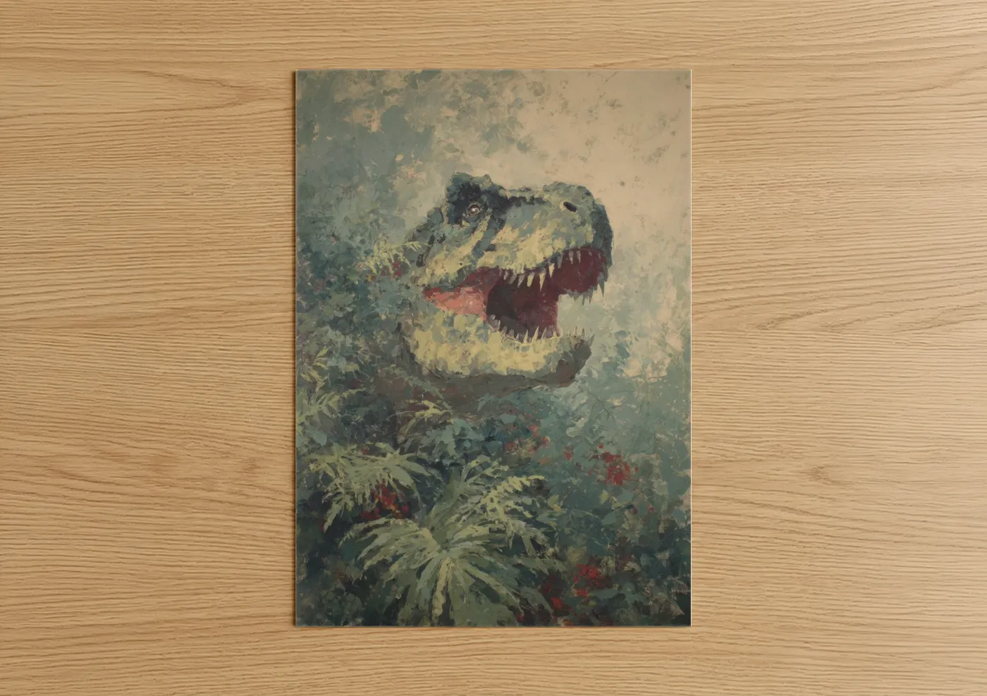 Vintage Dinosaur T-Rex Watercolor Wall Art