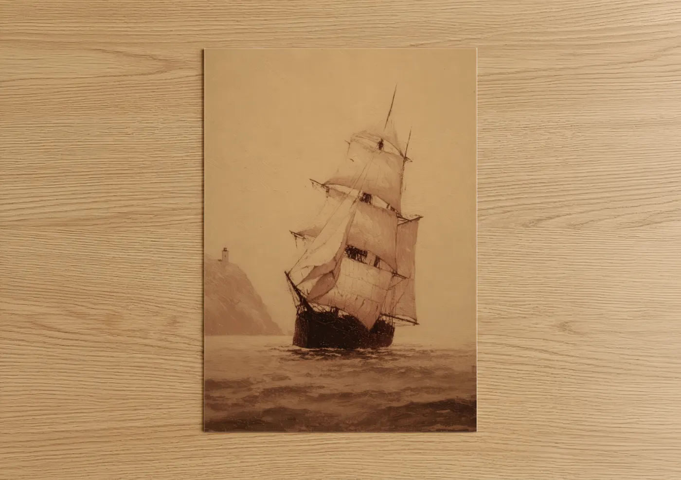 Misty Sailing Ship Vintage Nautical Wall Art