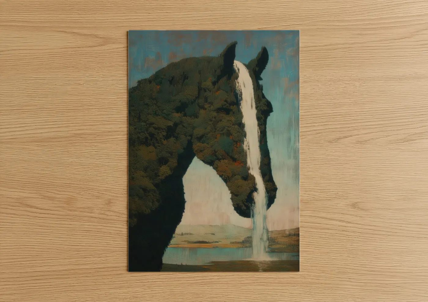 Clydesdale Horse Waterfall Surreal Wall Art