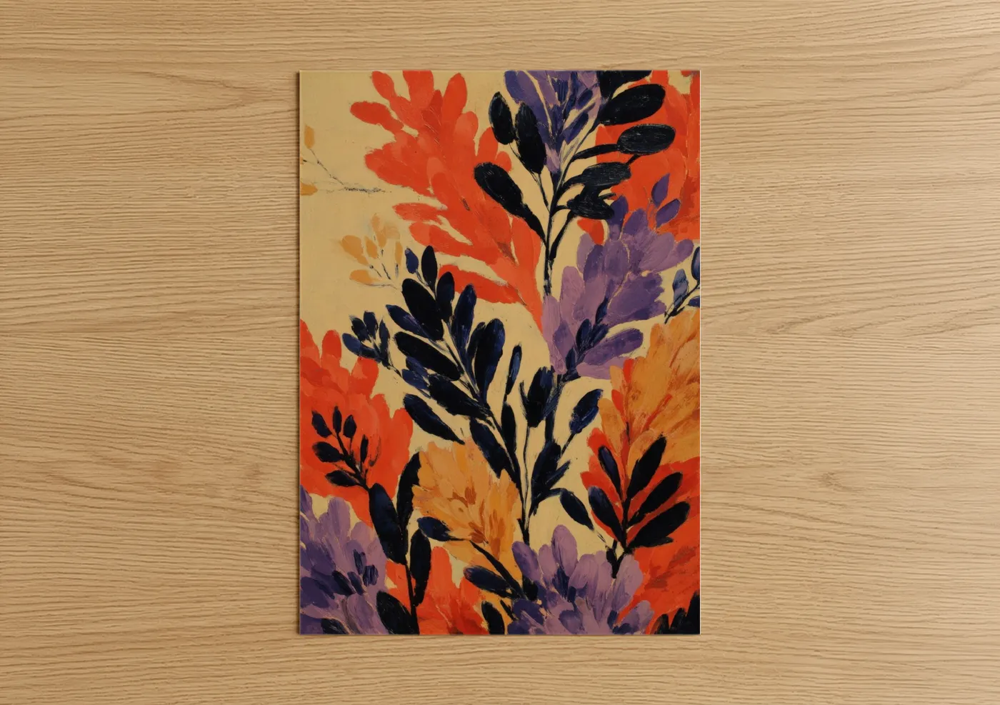 Crimson Grain Stalks Bold Botanical Wall Art
