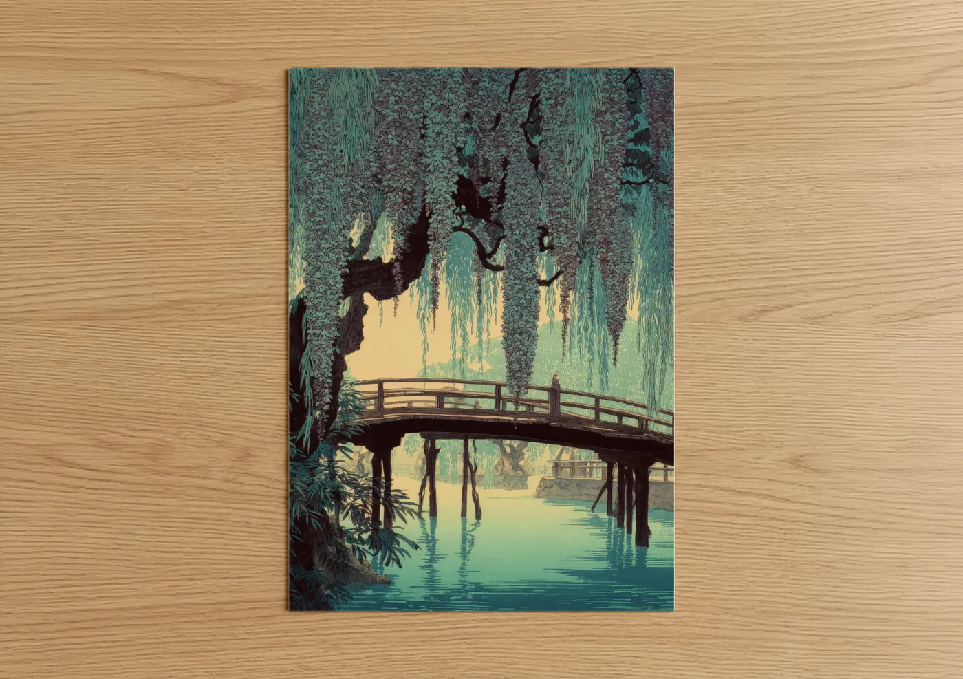 Willow Tree Bridge Water Landscape Wall Art