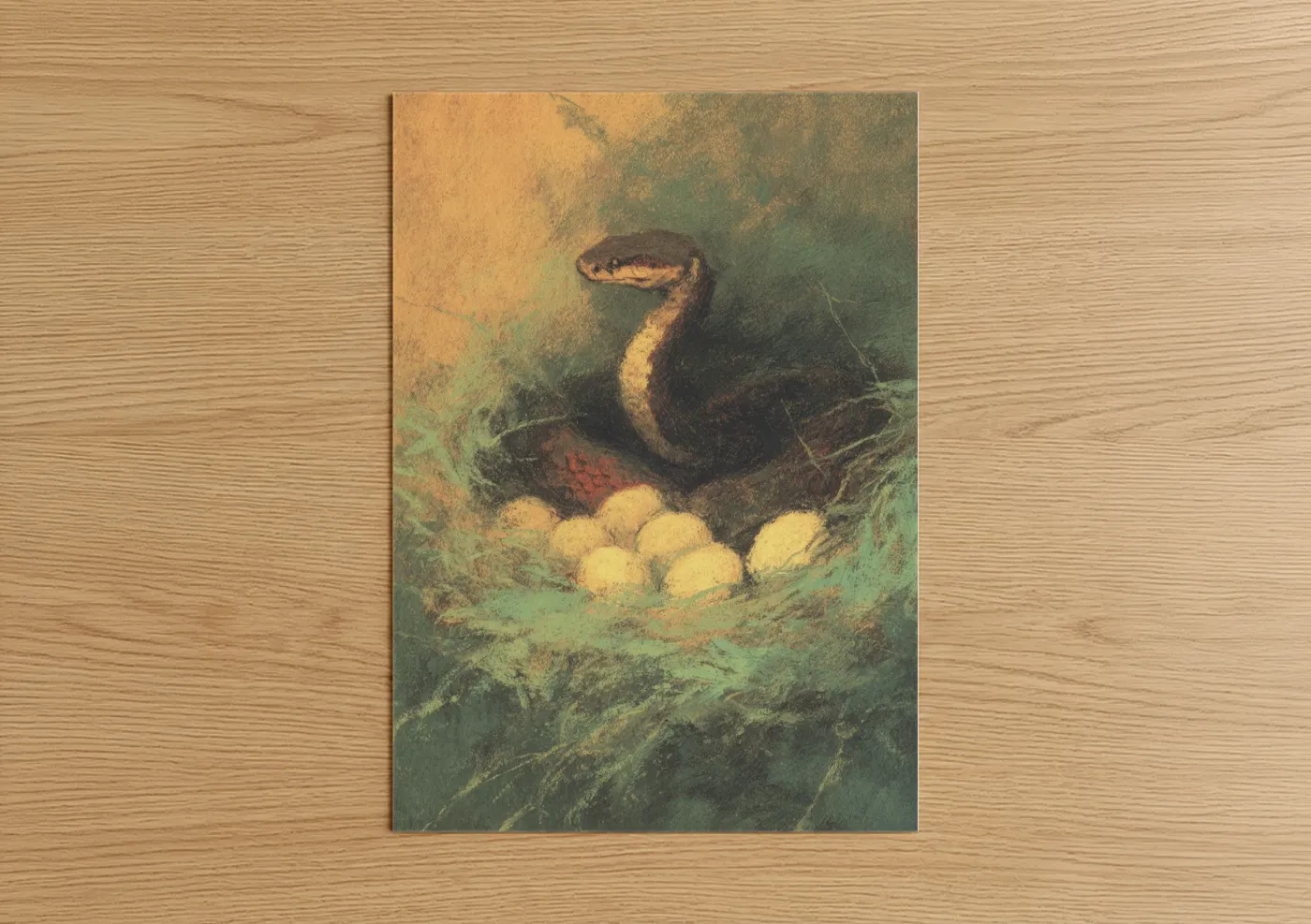 Cobra Snake with Eggs Vintage Wall Art