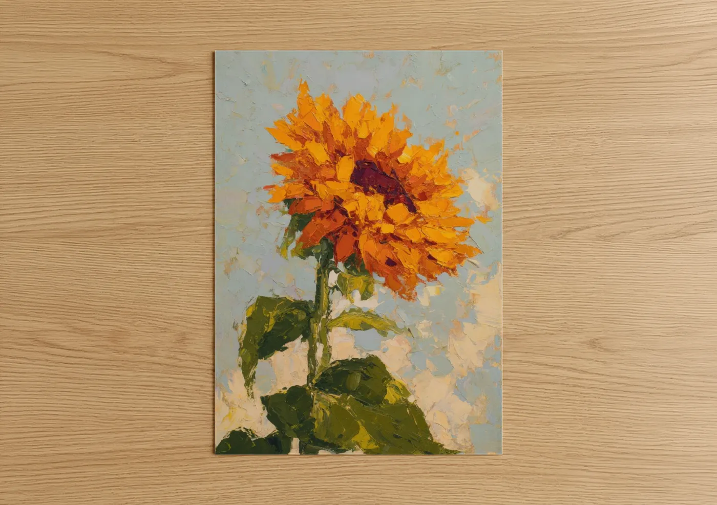 Golden Sunflower Impressionist Oil Painting Wall Art