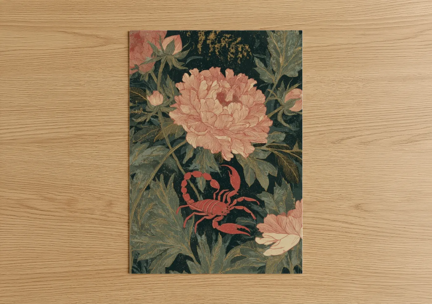 Scorpio Zodiac Astrology Peony Floral Wall Art