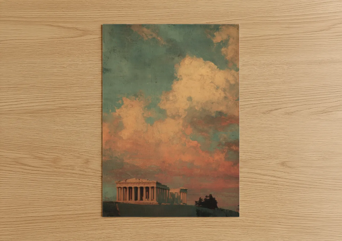 Golden Parthenon Sunset Ancient Architecture Wall Art