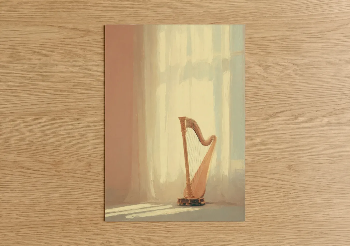 Sunlit Harp in Soft Light Wall Art