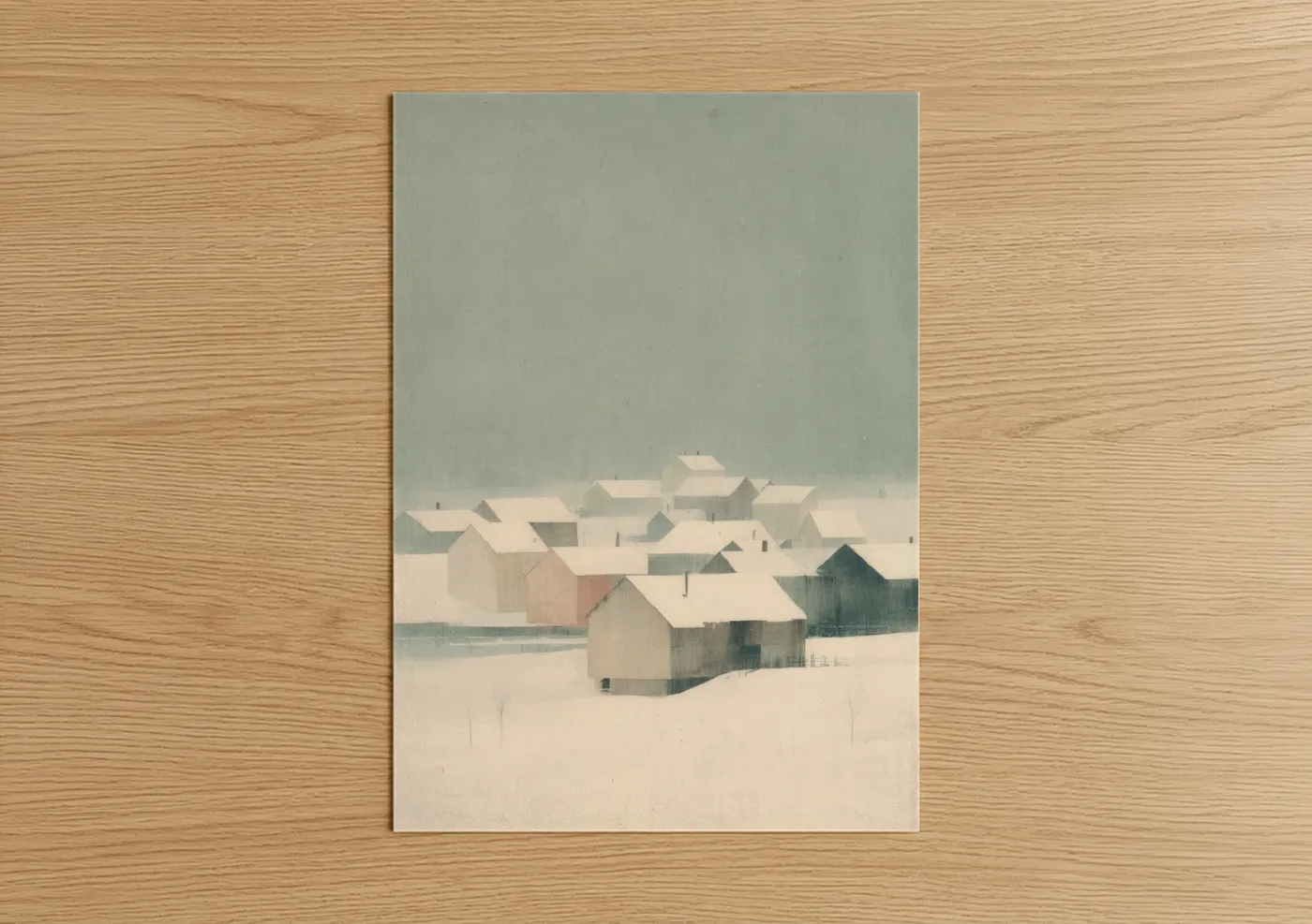 Snowy Village Winter Landscape Wall Art