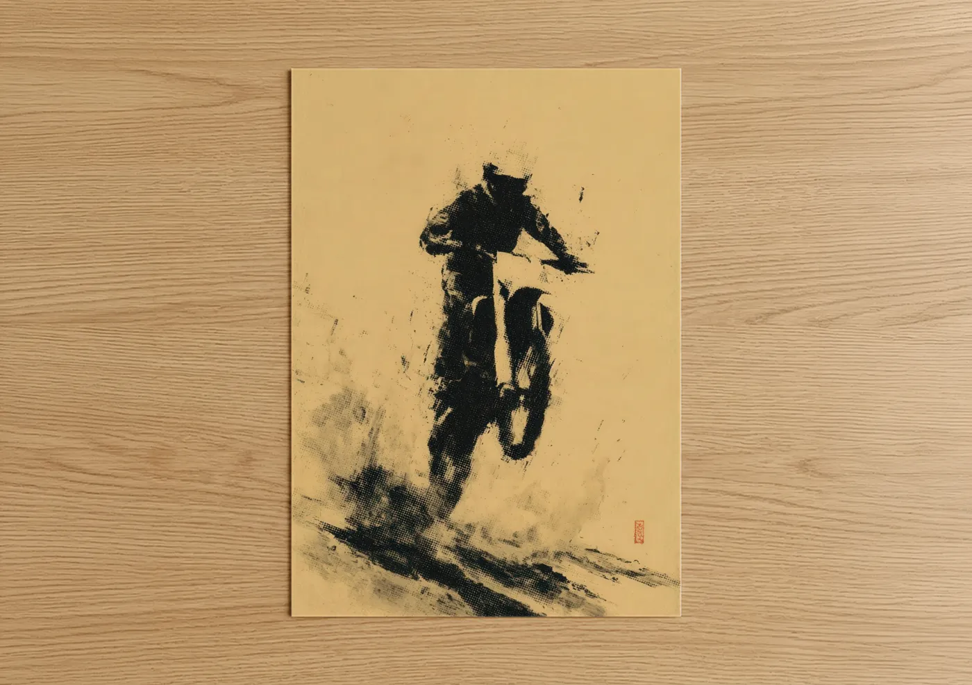 Vintage Motorcycle Desert Silhouette Art Wall Art