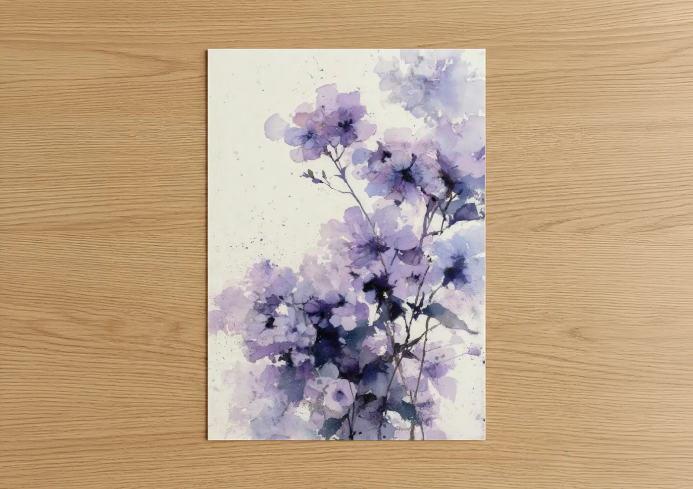 Purple Lilac Watercolor Floral Art Wall Art
