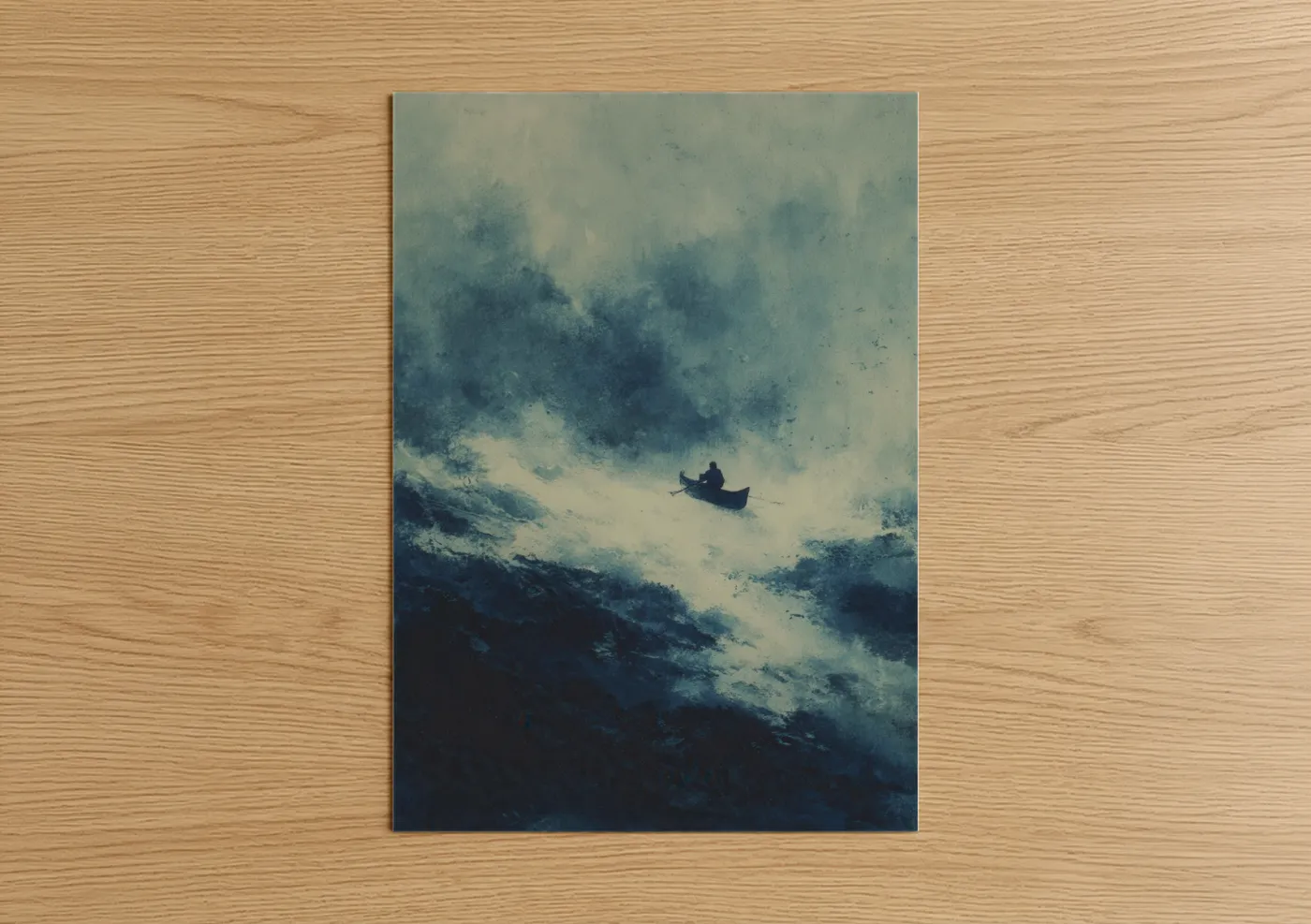 Solitary Kayak Misty Waters Wall Art