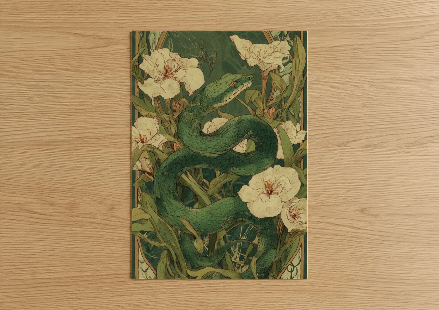 Emerald Garden Python Floral Wall Art