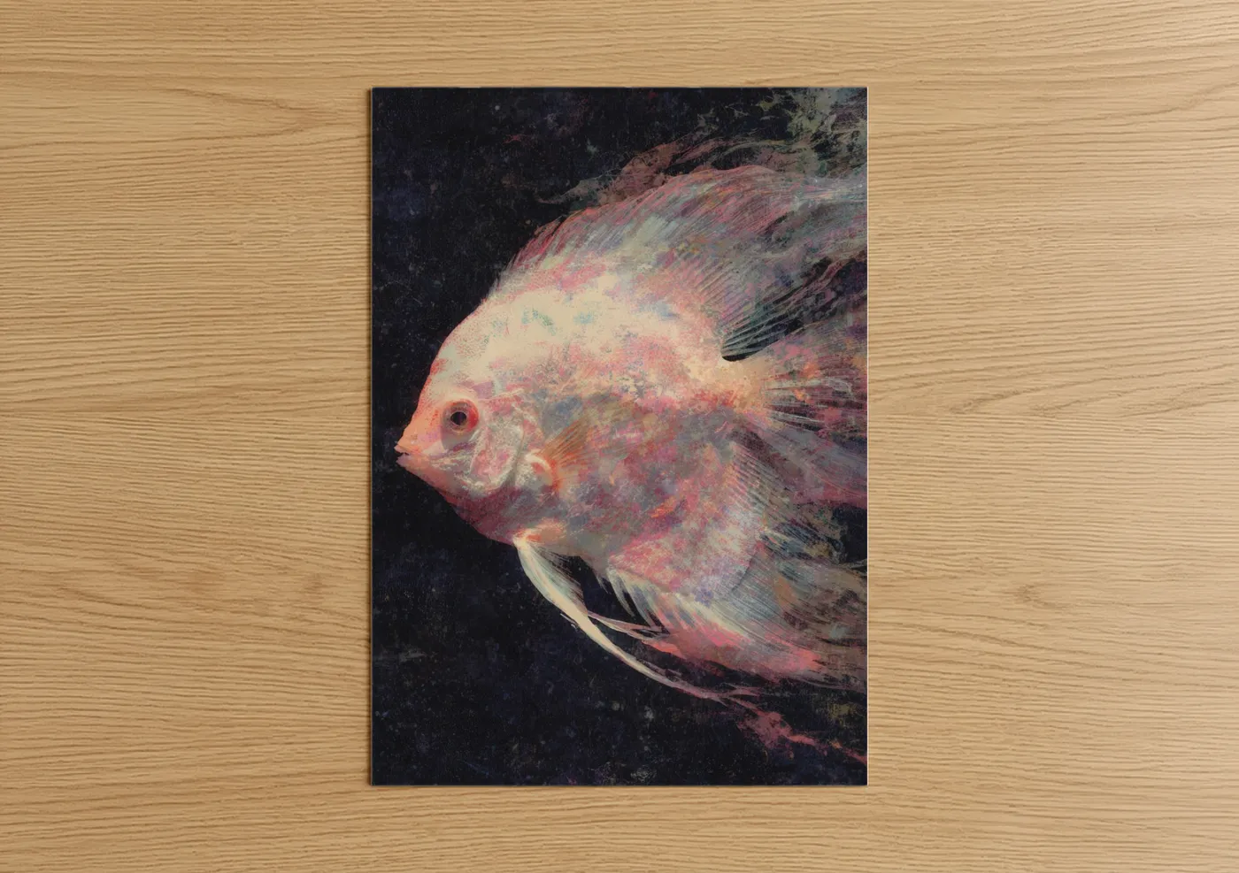 Coral Discus Fish Watercolor Wall Art