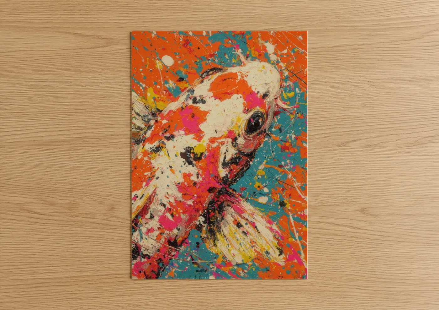 Vibrant Koi Fish Abstract Splatter Wall Art