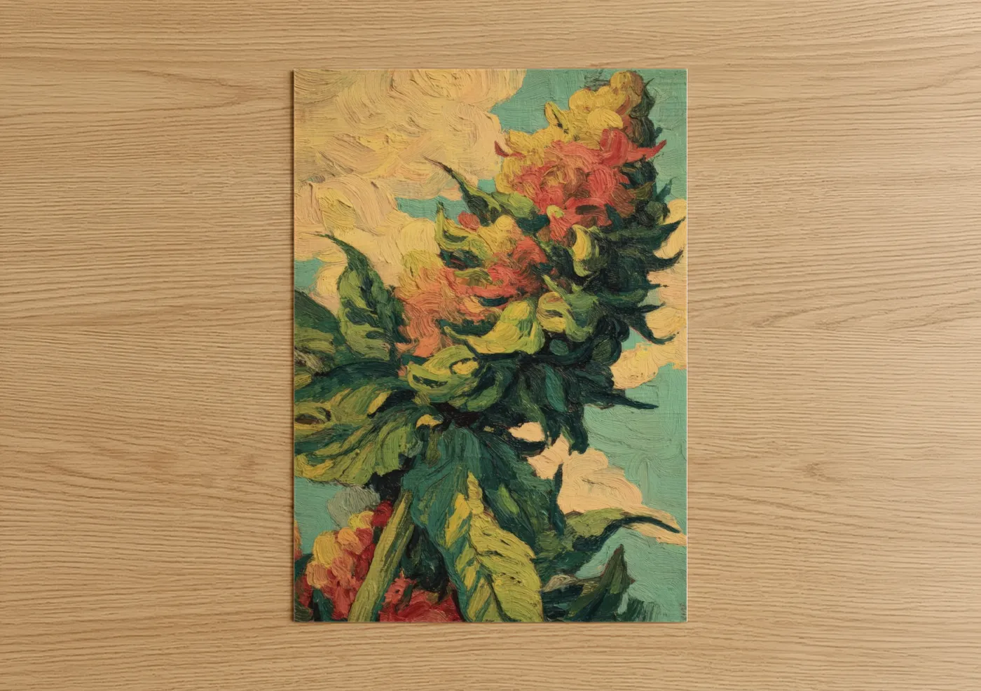 Golden Cannabis Plant Impressionist Wall Art