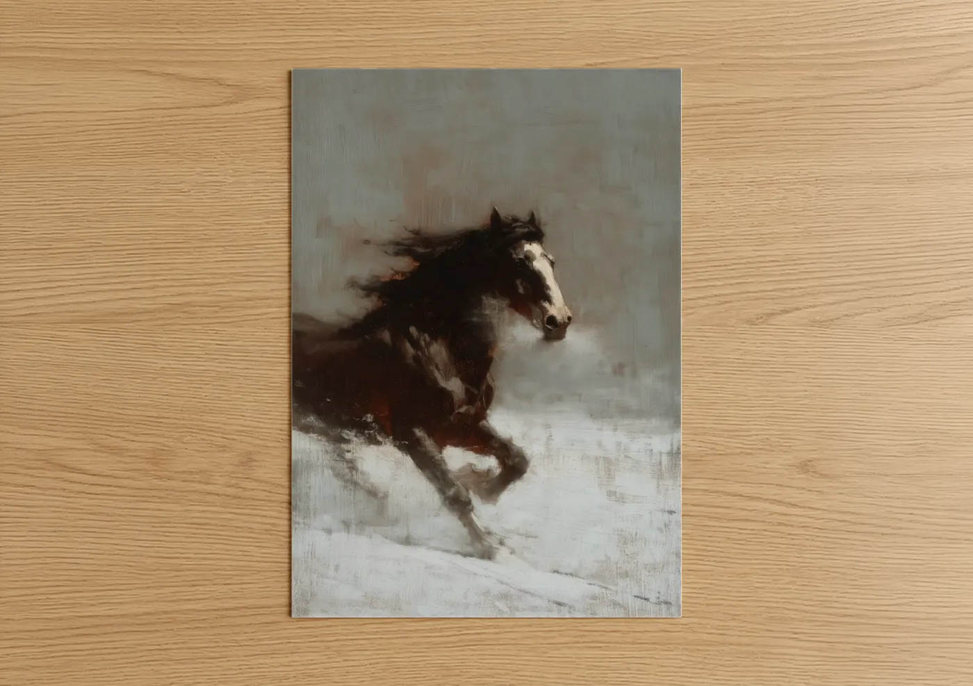 Snowy Clydesdale Horse Winter Gallop Wall Art