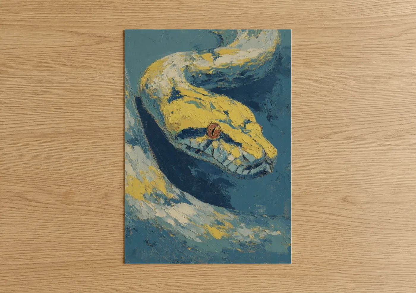 Golden Python Expressionist Oil Painting Wall Art