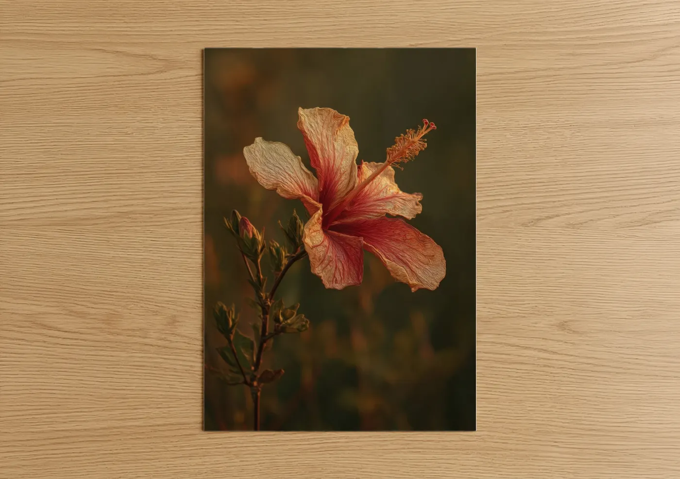 Crimson Hibiscus Flower Photography Wall Art
