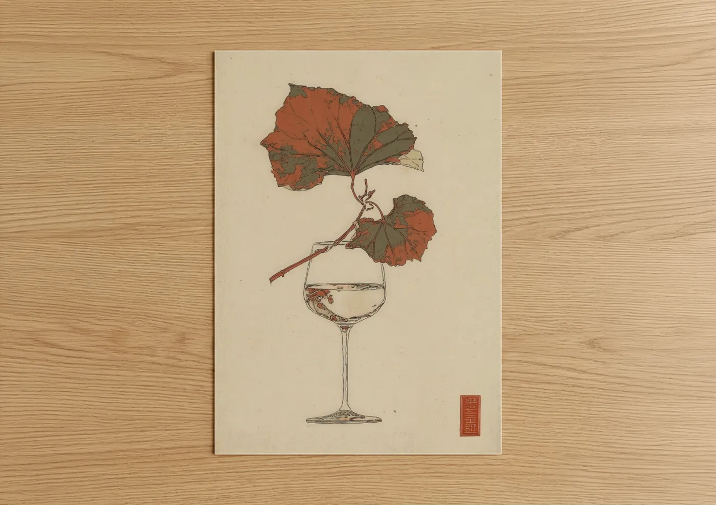 Autumn Geranium White Wine Glass Wall Art