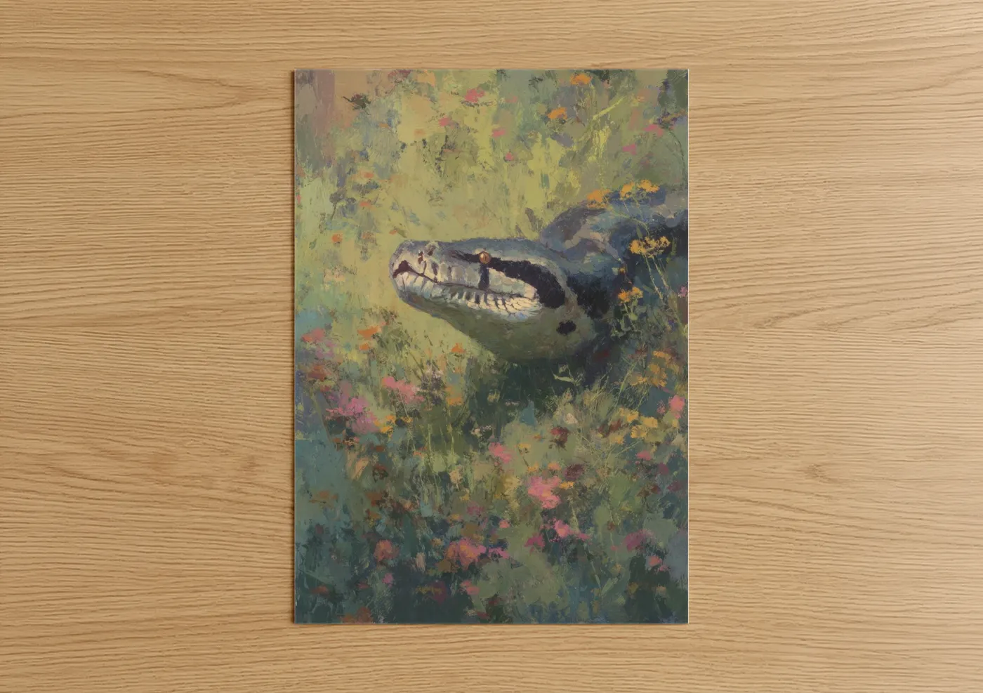 Boa Constrictor Flower Garden Impressionist Wall Art