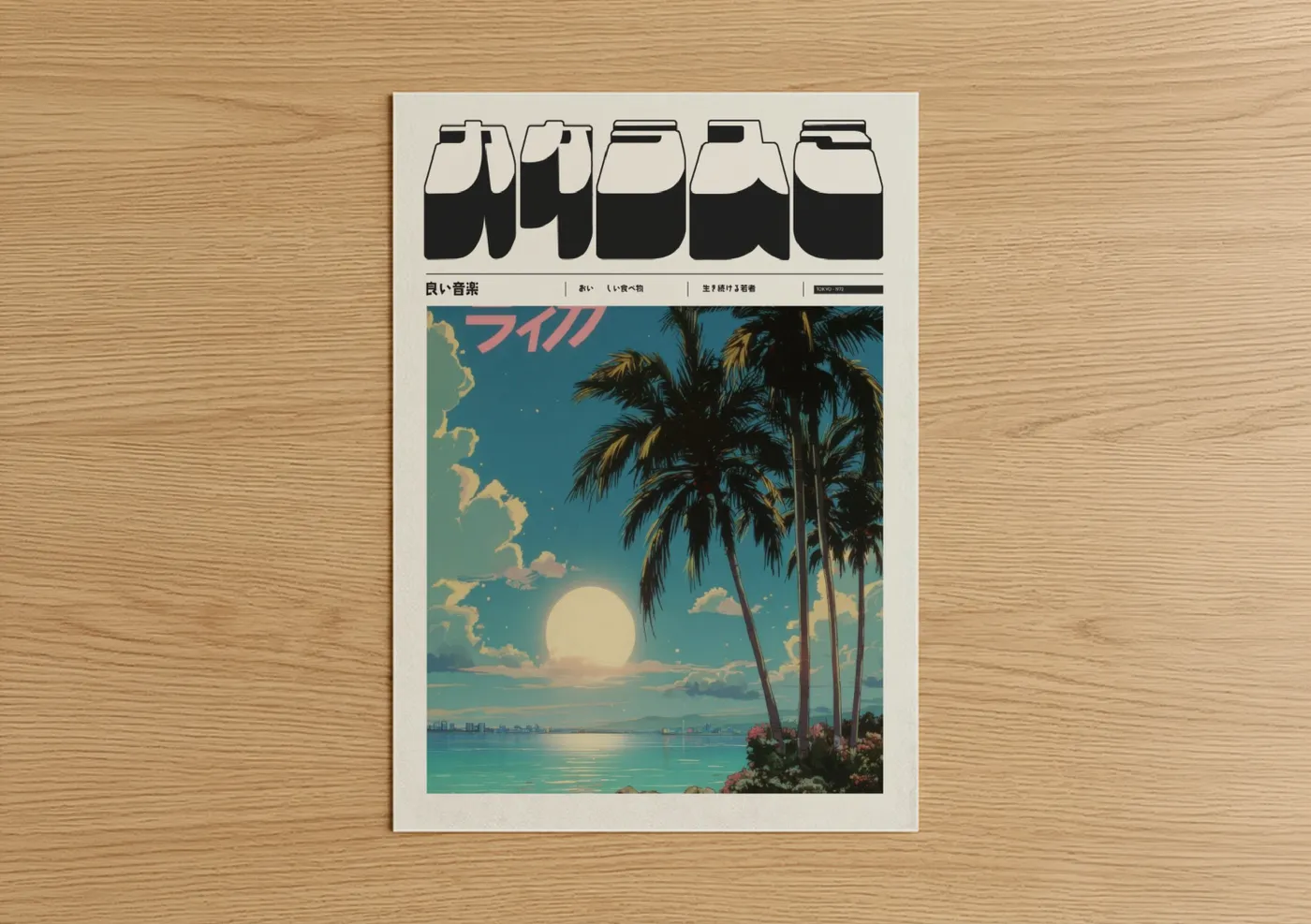 Tropical Sunset Anime Retro Poster Wall Art