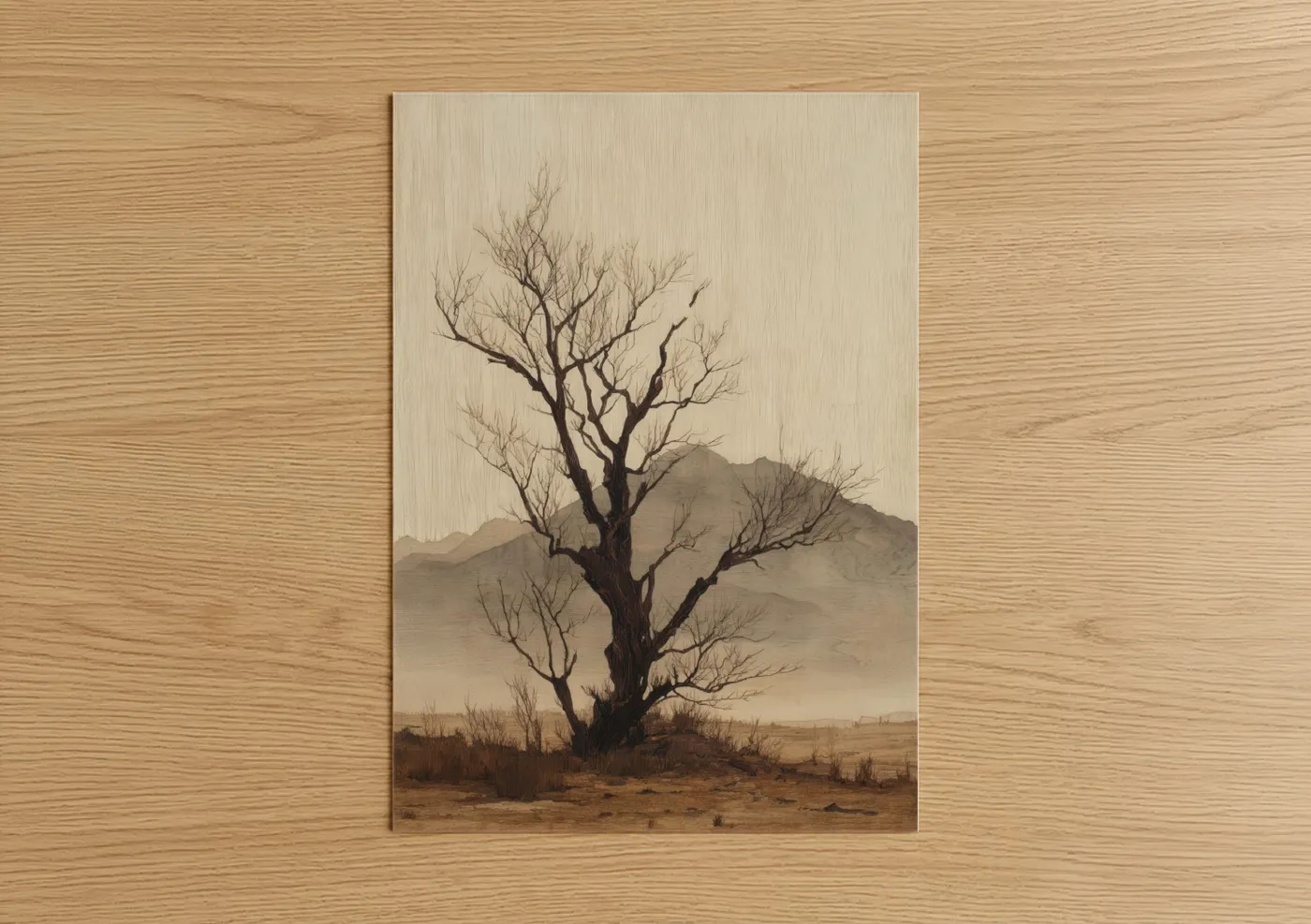 Solitary Desert Tree Landscape Wall Art