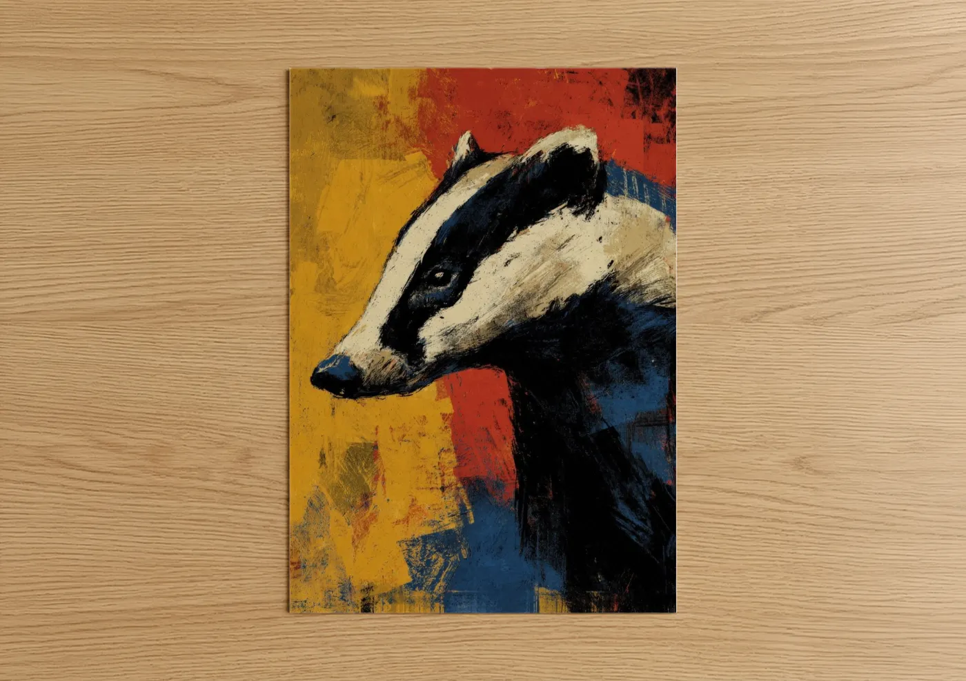 Bold Badger Abstract Art Print Wall Art