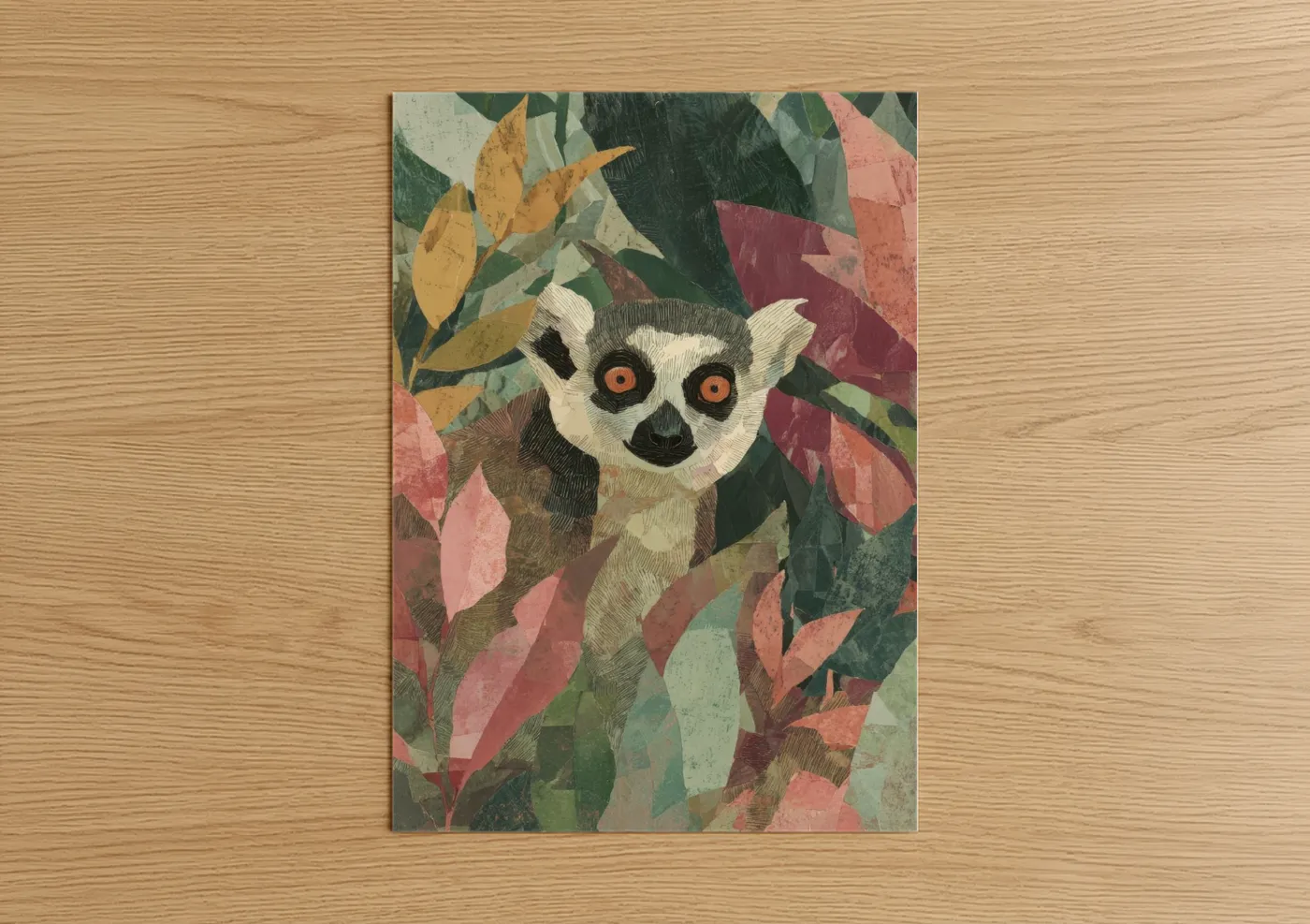 Curious Lemur Tropical Foliage Wall Art