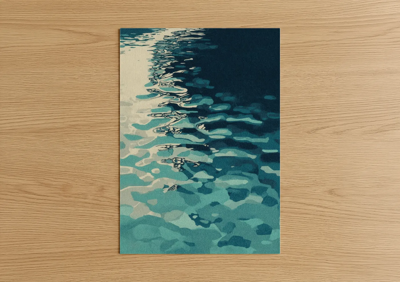 Aerial Lake Swimmers Watercolor Wall Art