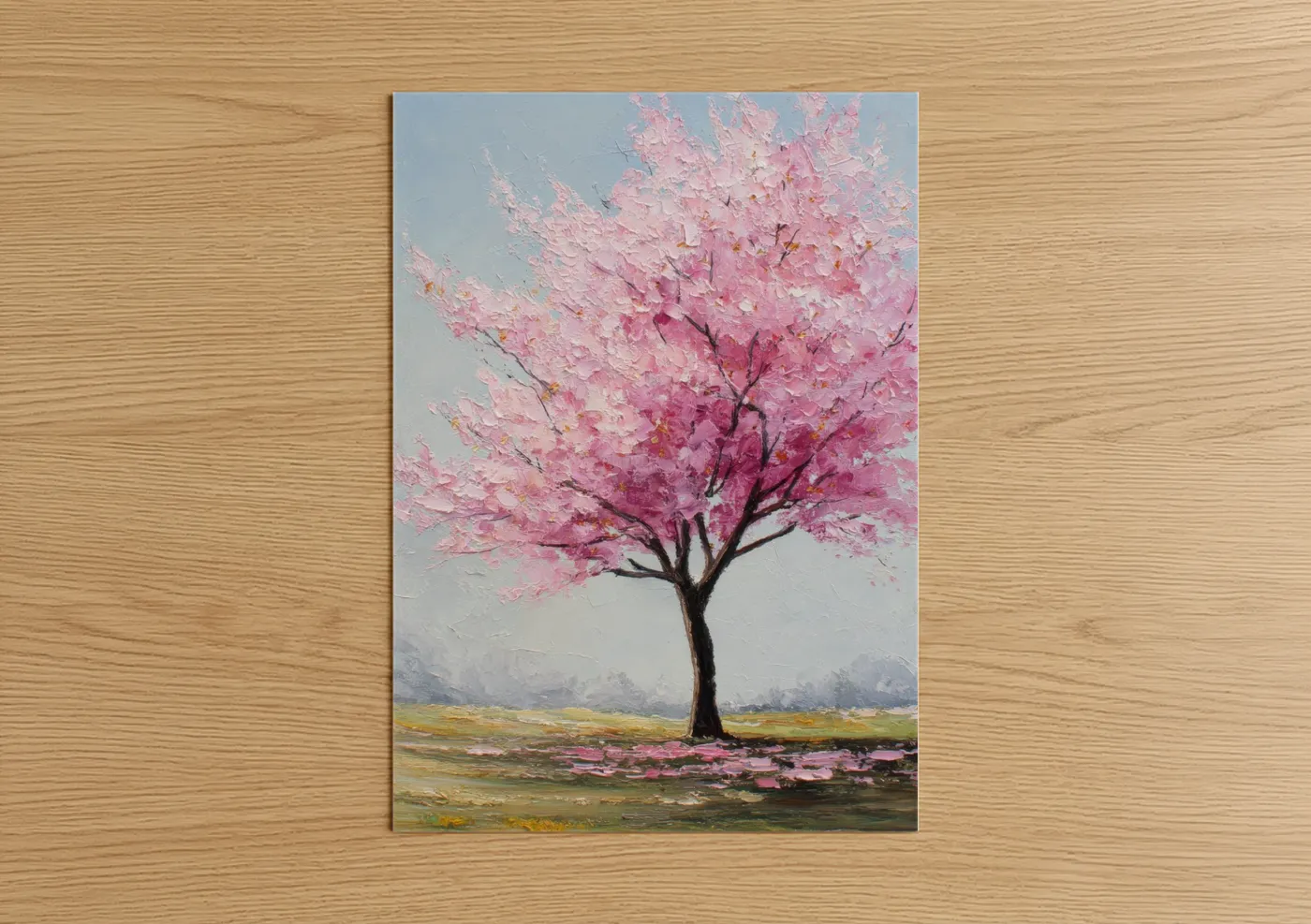 Pink Cherry Blossom Tree Spring Landscape Wall Art