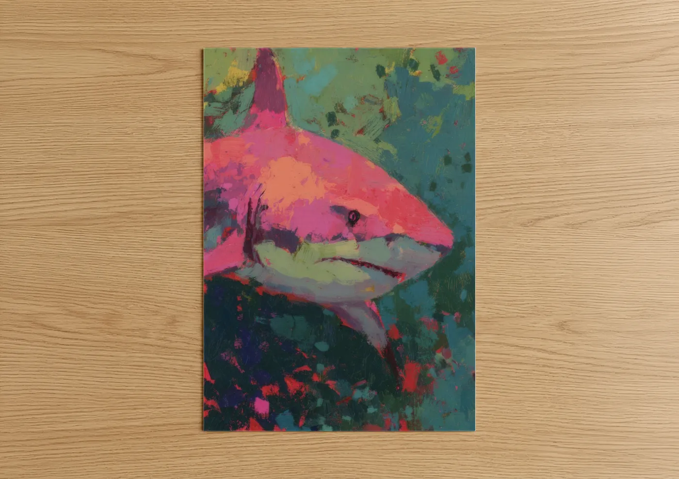 Neon Lemon Shark Abstract Wall Art