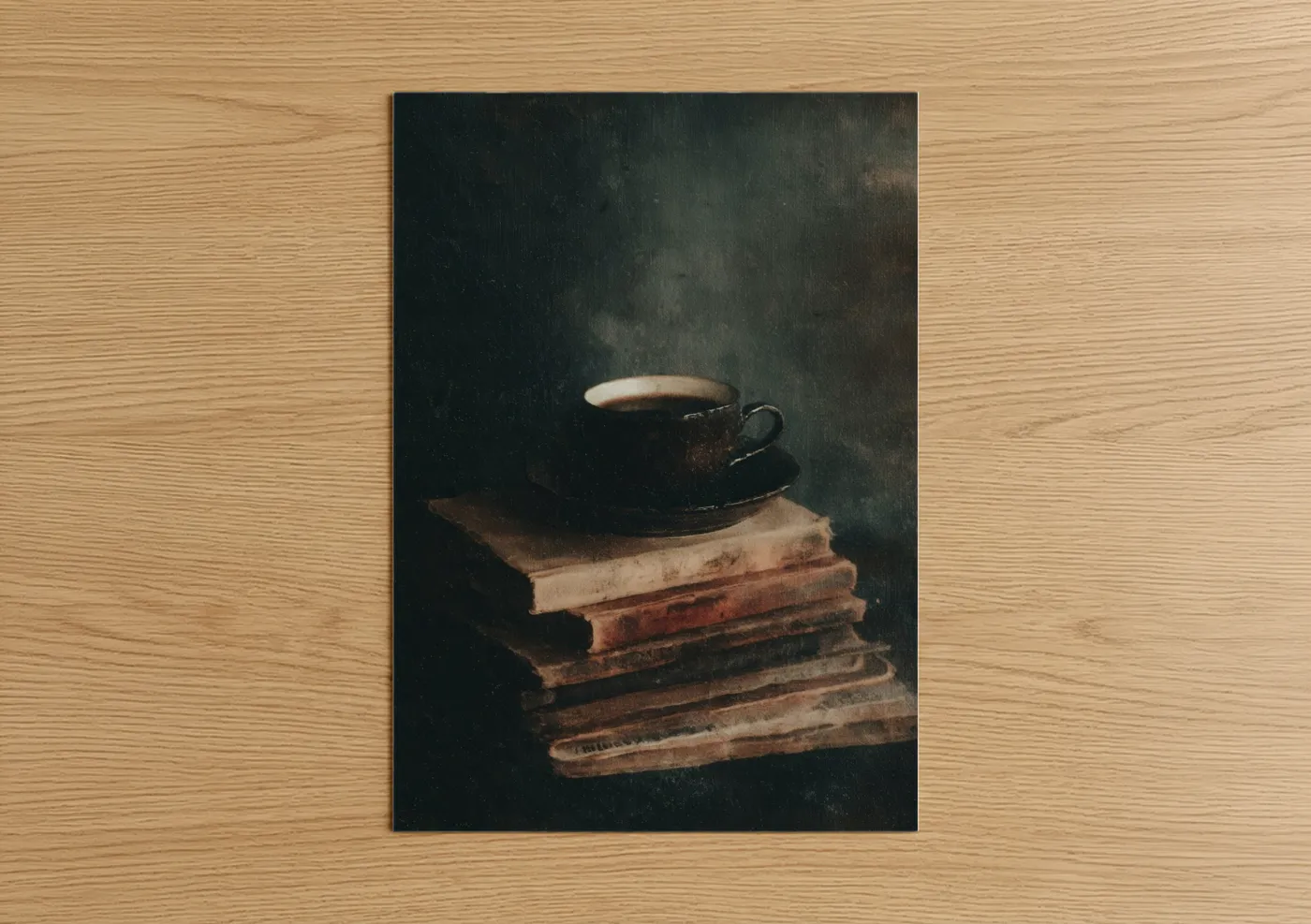 Vintage Coffee Cup With Books Still Life Wall Art