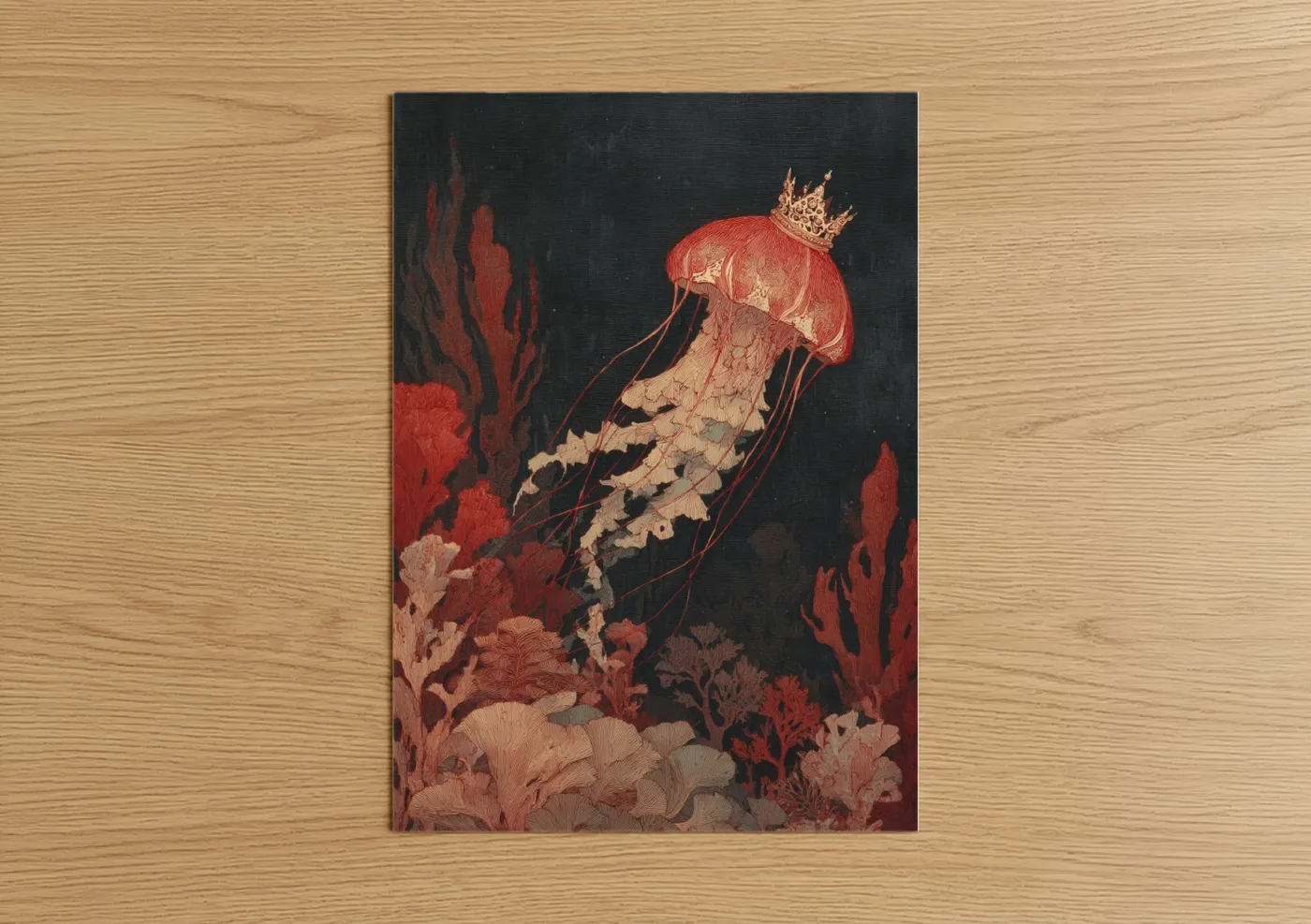 Royal Jellyfish Crown Coral Underwater Wall Art