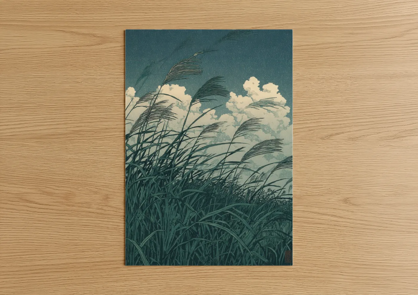 Windy Grassland Sky Illustration Wall Art