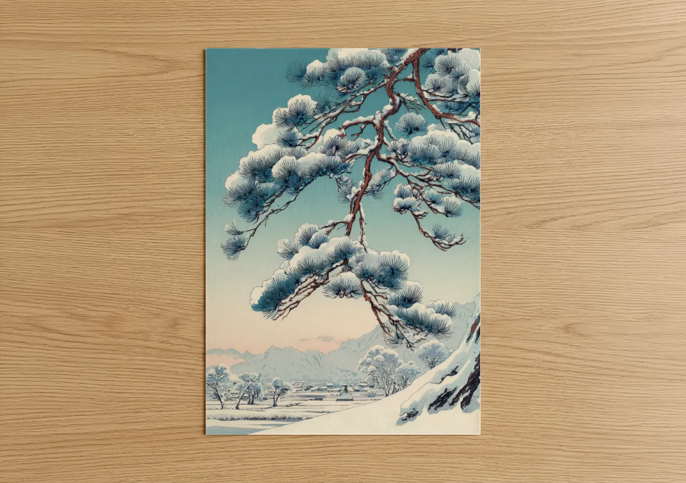 Japanese Winter Pine Tree Art Print Wall Art