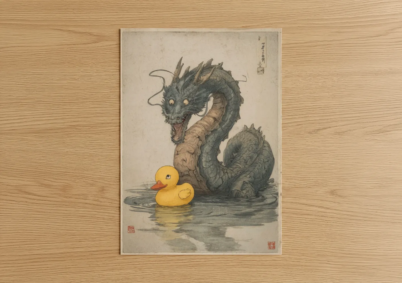 Dragon and Duck Art Print Wall Art