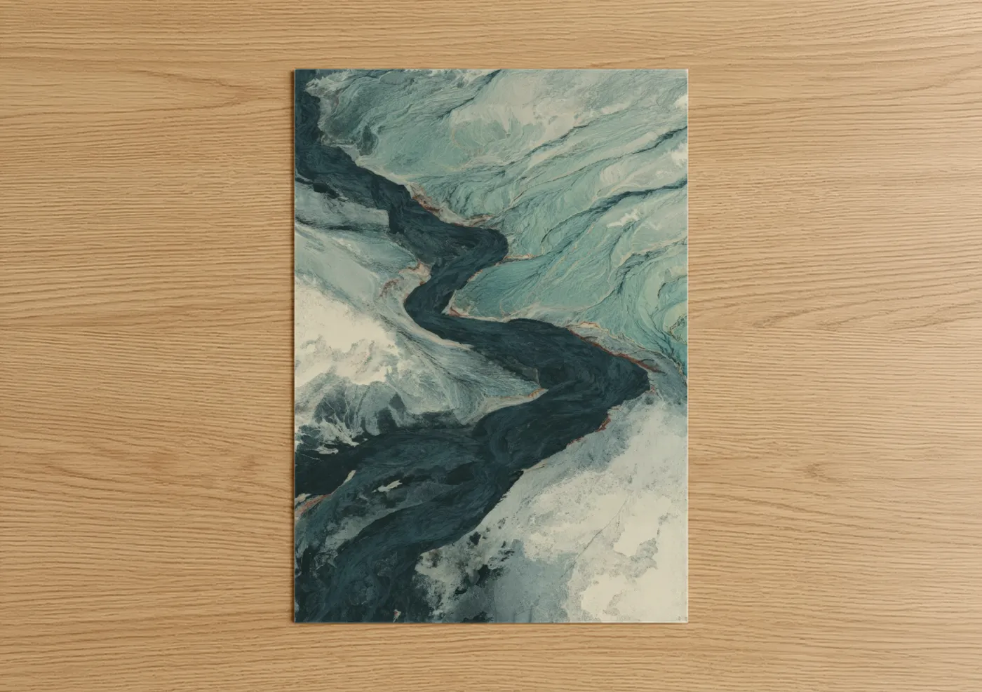 Turquoise Glacier Flow Aerial View Wall Art