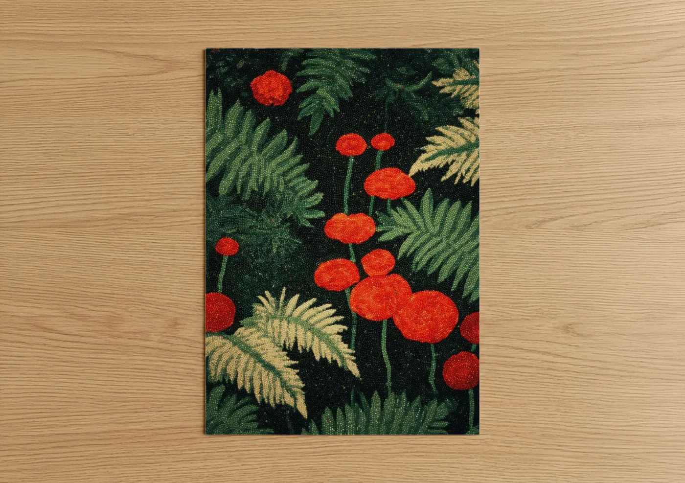 Red Rowan Berries Beadwork Botanical Wall Art