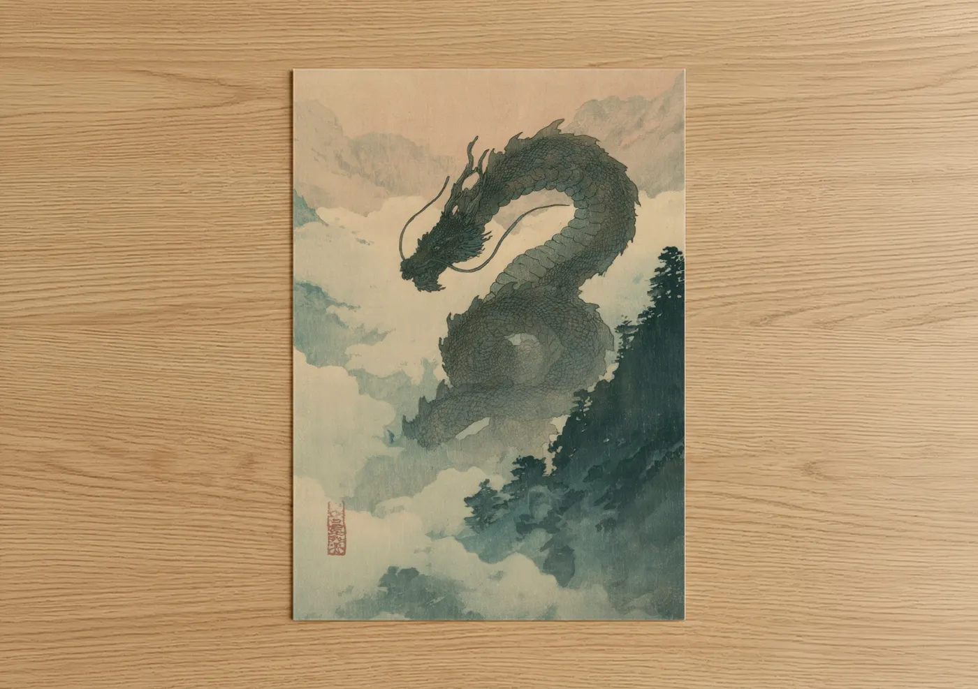 Misty Mountain Dragon Asian Wall Art