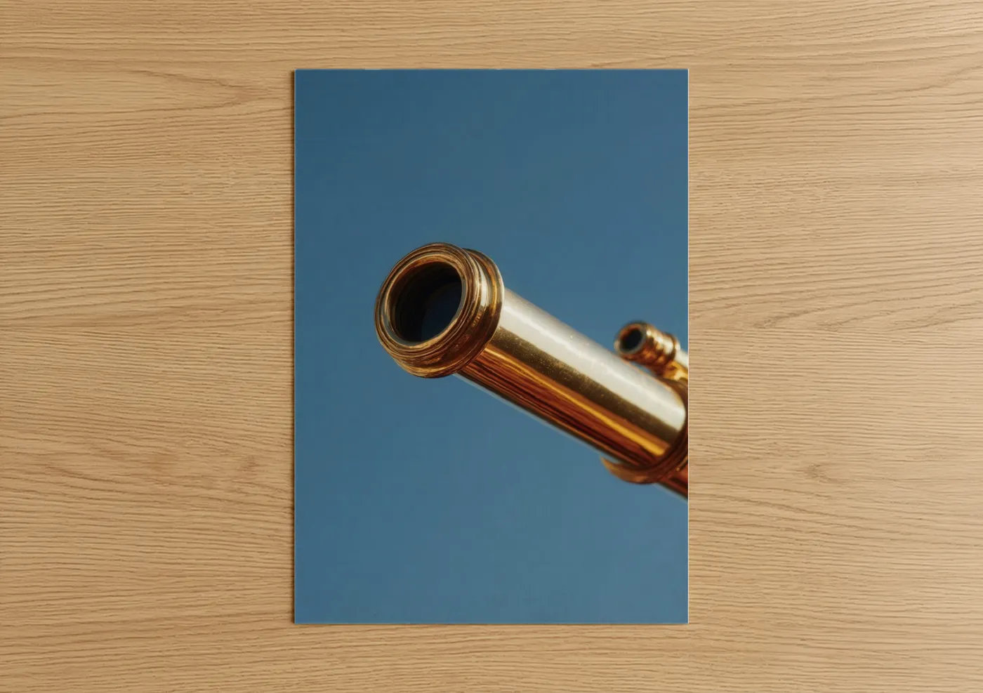 Brass Spyglass Clear Sky Photography Wall Art
