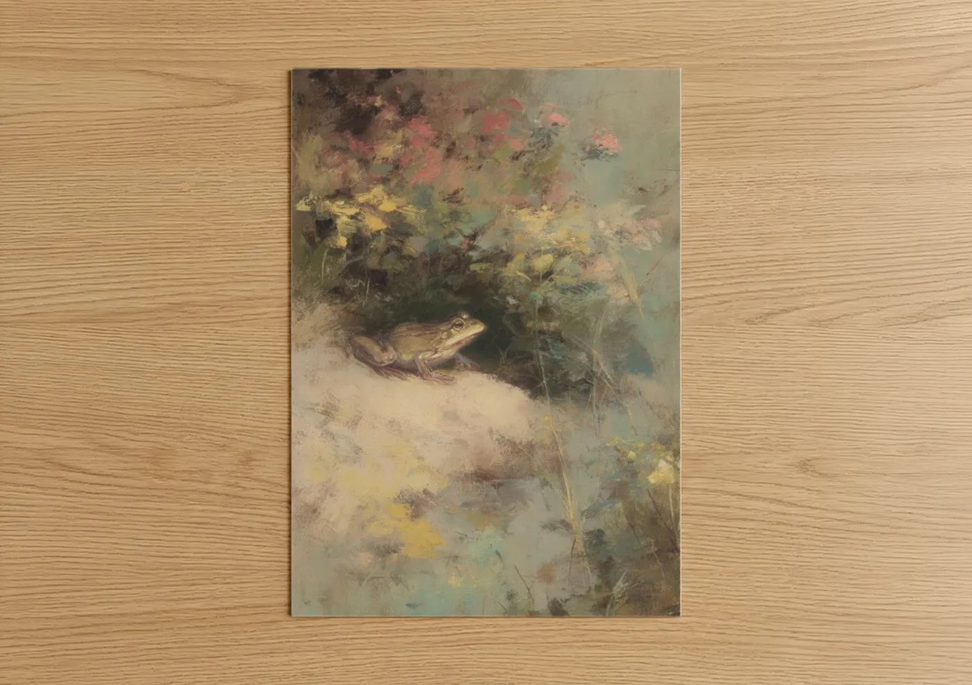 Garden Frog Watercolor Flowers Wall Art