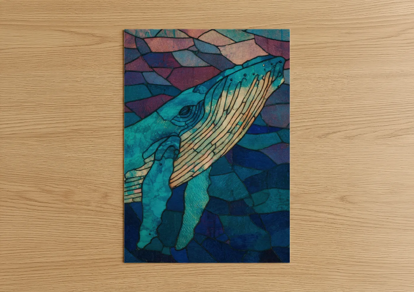 Turquoise Humpback Whale Geometric Wall Art