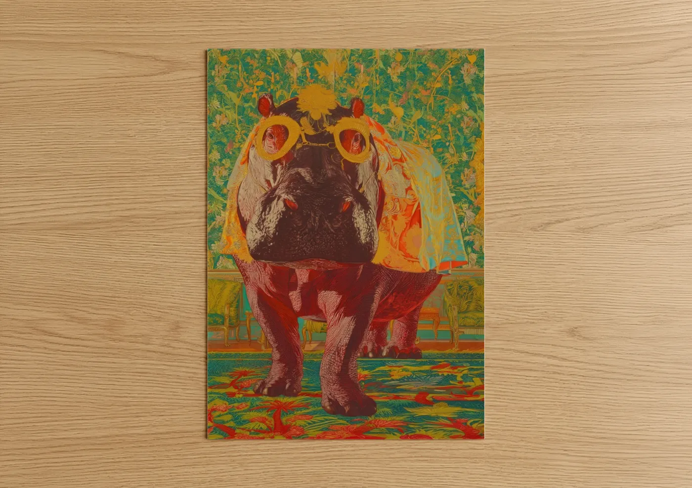 Golden Hippo Pop Art Wildlife Wall Art