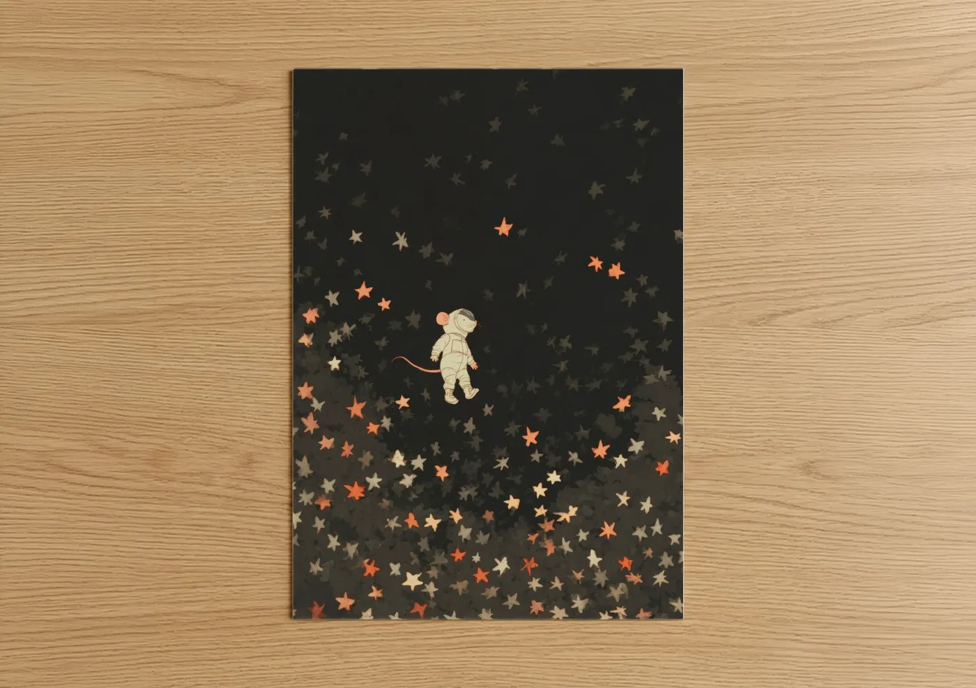 Stargazing Mouse Celestial Night Wall Art