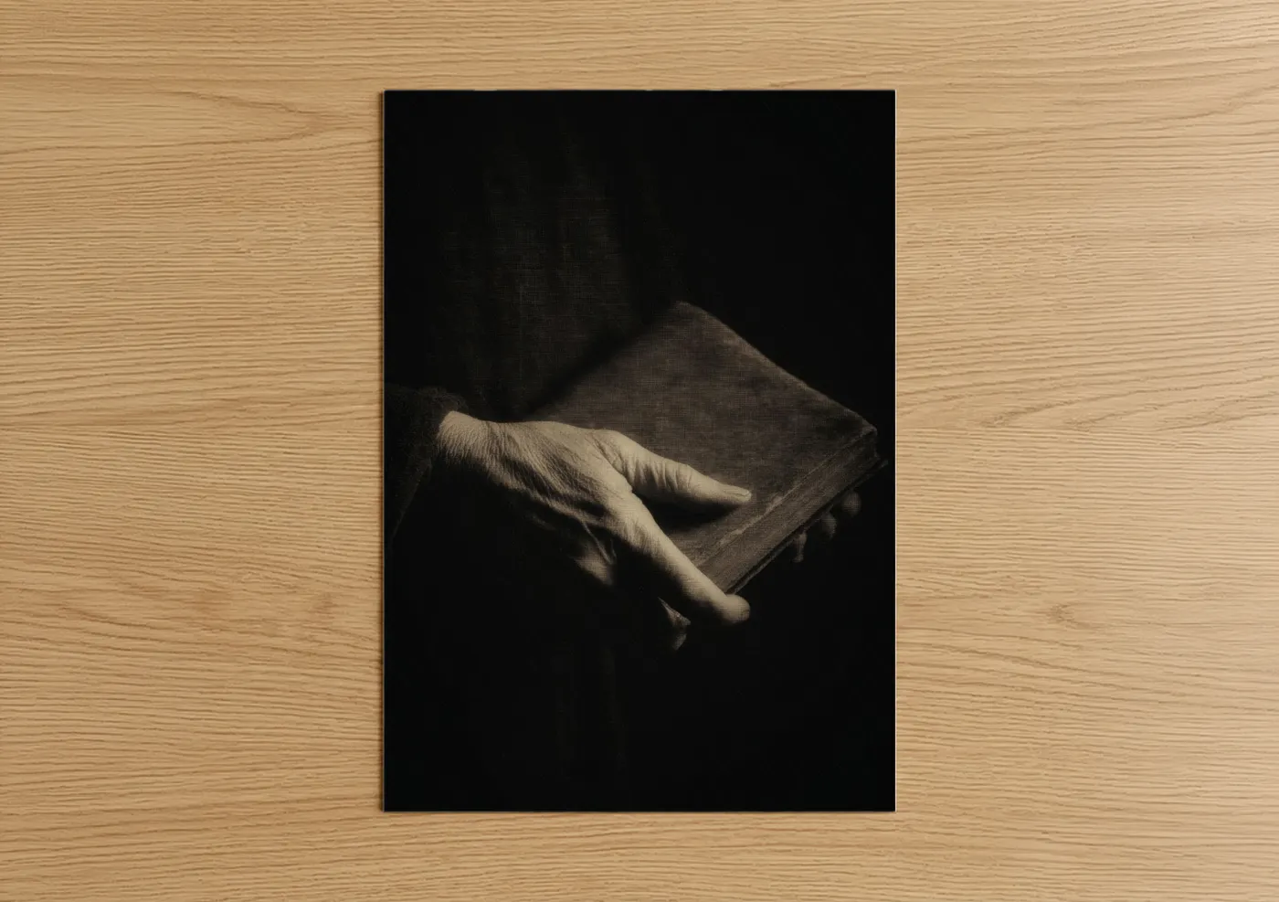 Candlelit Reader Hands Book Dark Wall Art