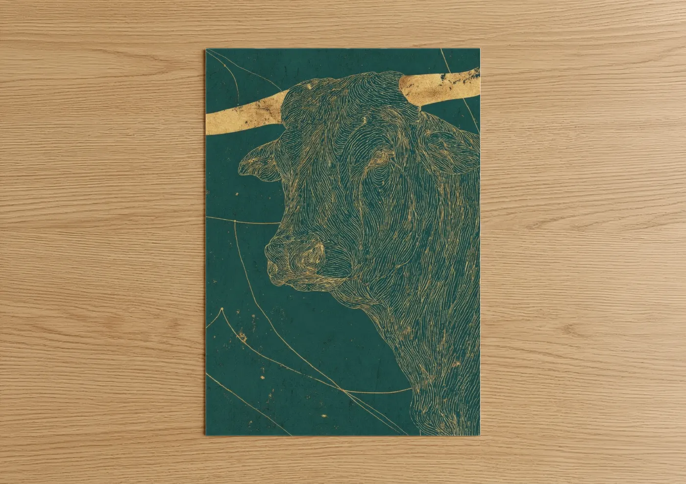 Celestial Taurus Zodiac Gold Engraving Wall Art