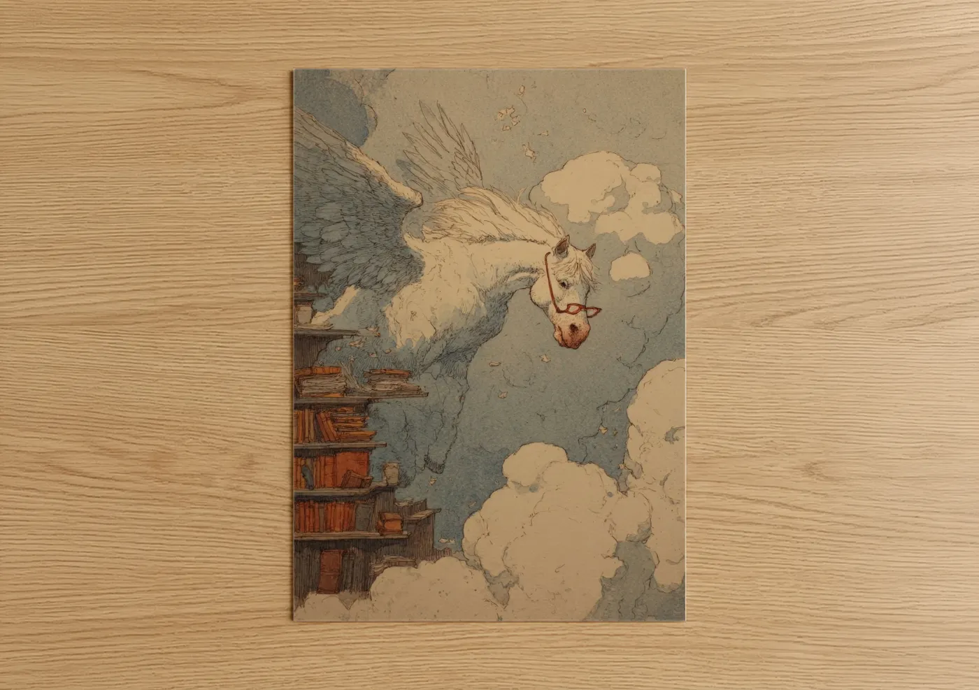 Celestial Pegasus Fantasy Illustration Wall Art