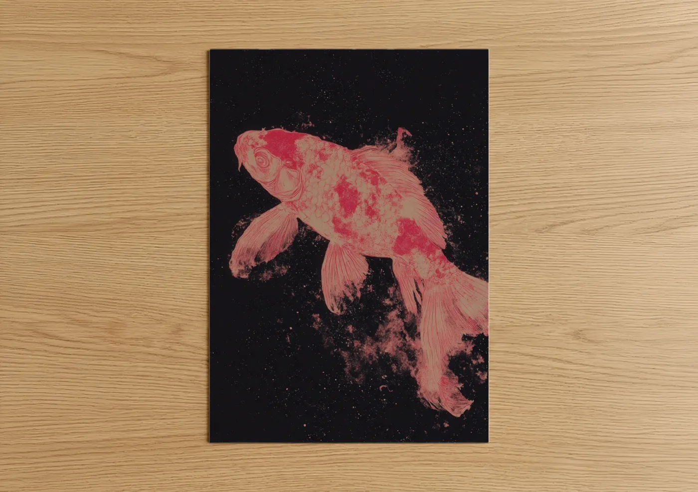 Cosmic Koi Fish Pink Galaxy Wall Art
