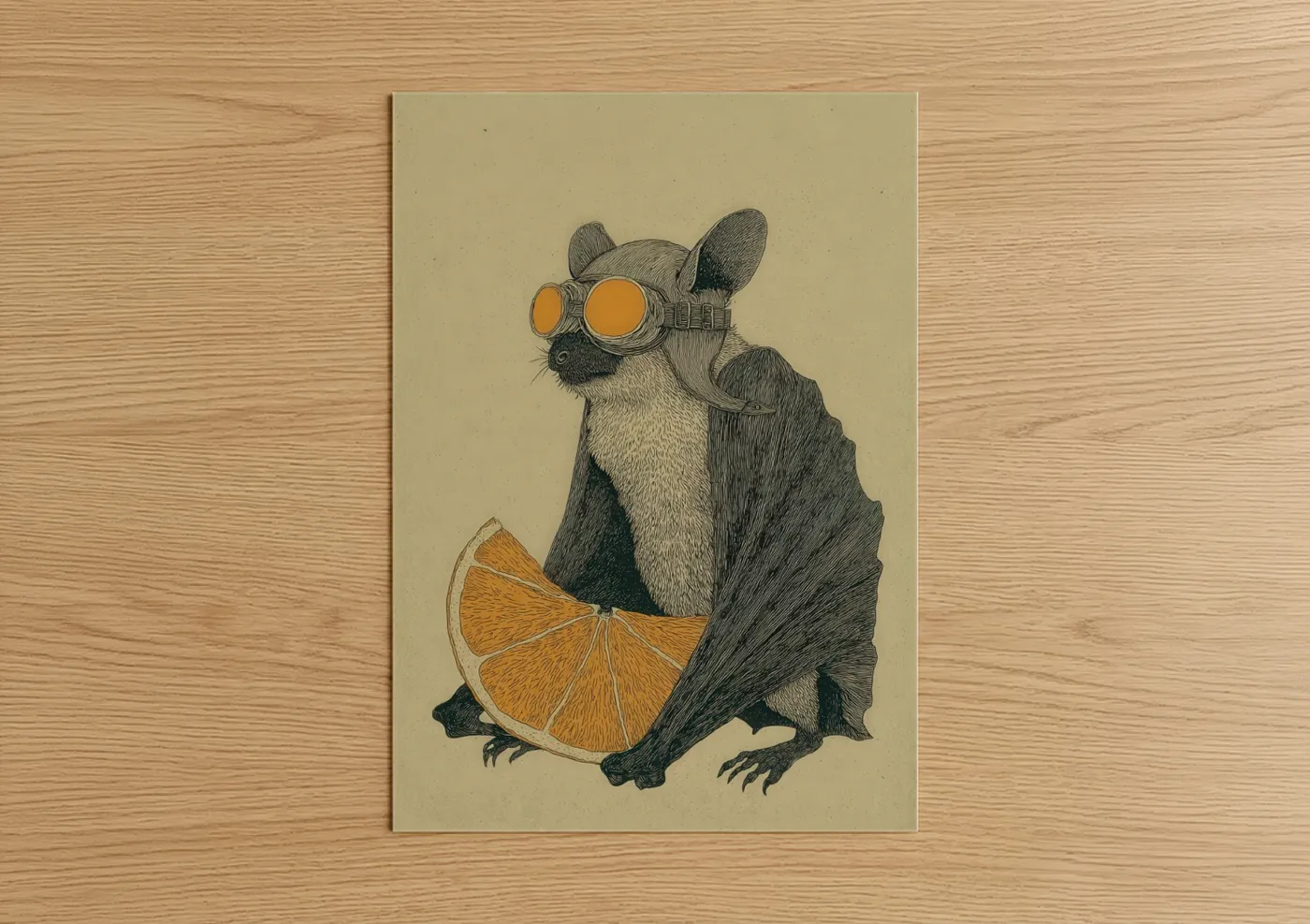 Steampunk Bat with Orange Goggles Wall Art
